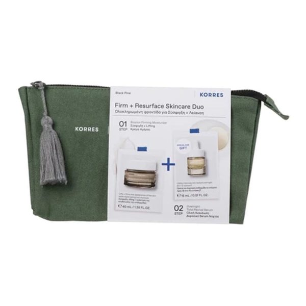 Korres - Σετ Μαύρη Πεύκη Σύσφιγξη & Λείανση: Κρέμα Ημέρας 40ml & Διφασικό Serum Προσώπου 15ml