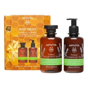 Αφρόλουτρα Apivita – Promo Body Treats: Tonic Mountain Tea Αφρόλουτρο 250ml & Ενυδατικό Γαλάκτωμα Σώματος 200ml