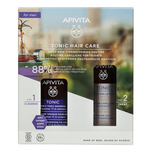 Άνδρας Apivita – Promo Tonic Hair Care: Λοσιόν Κατά της Τριχόπτωσης 150ml & Τονωτικό Σαμπουάν για Άνδρες 250ml