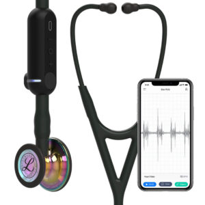 Cardiology IV - Littmann Littmann – CORE Digital Stethoscope, 8572, High Polish Rainbow Chestpiece, Black Tube, Stem and Headset, 69 cm