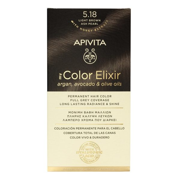 Apivita - My Color Elixir Permanent Hair Color No 5.18 Light Brown Ash Pearl Apivita - My Color Elixir Permanent Hair Color No 5.18 Light Brown Ash Pearl