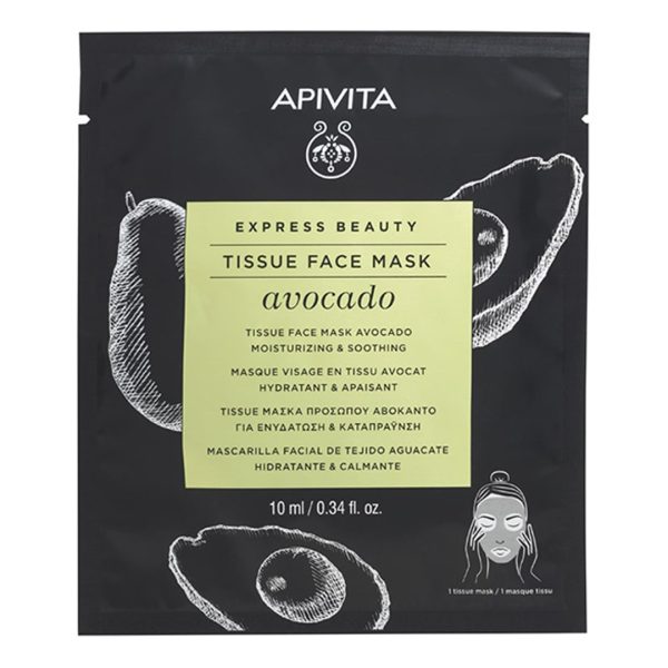 Apivita - Express Beauty Tissue Face Mask Avocado Moisturizing & Soothing 10ml Apivita - Express Beauty Tissue Face Mask Avocado Moisturizing & Soothing 10ml