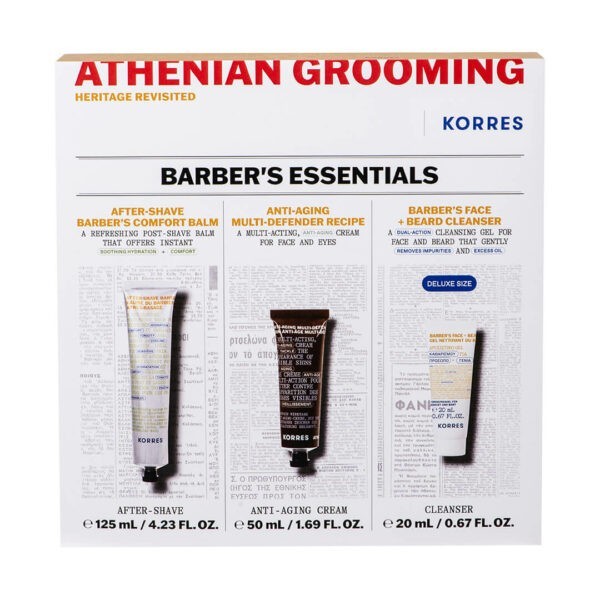 Antiageing-man Korres – Promo Αthenian Grooming After-Shave Barber’s Comfort Balm 125ml & Anti-aging Multi-Defender Face + Eyes Cream 50ml & Face + Beard Cleanser 20ml