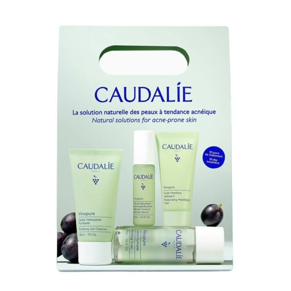 Acne - Sensitive Skin-man Caudalie – Promo Vinopure Starter Kit – Purifying Gel Cleanser 30mL & Toner 50mL & Blemish Control Salicylic Serum 10mL & Moisturizing Mattifying Fluid 15mL Caudalie - Promo