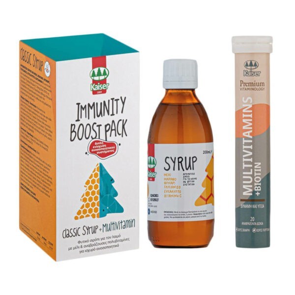 Ανοσοποιητικό Kaiser – Promo Immunity Boost Pack Κλασικό Σιρόπι με Μέλι 200ml & Πολυβιταμίνες 20 αναβράζοντα δισκία