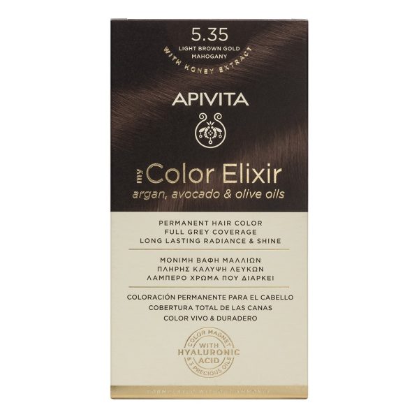 Apivita - My Color Elixir Permanent Hair Color No 5.35 Light Brown Gold Mahogany Apivita - My Color Elixir Permanent Hair Color No 5.35 Light Brown Gold Mahogany