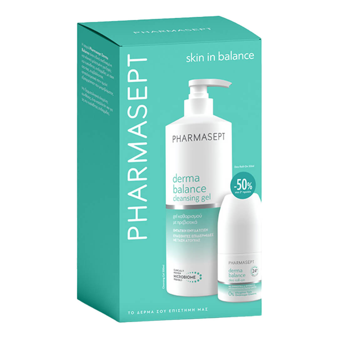 Pharmasept – Promo Derma Balance Cleansing Gel Τζελ Καθαρισμού για Πρόσωπο και Σώμα 500mL & Derma Balance Deo Roll-On Αποσμητικό 50mL Αποσμητικά-Πακέτα Pharmasept – Promo Derma Balance Cleansing Gel Τζελ Καθαρισμού για Πρόσωπο και Σώμα 500mL & Derma Balance Deo Roll-On Αποσμητικό 50mL promo_derma balance