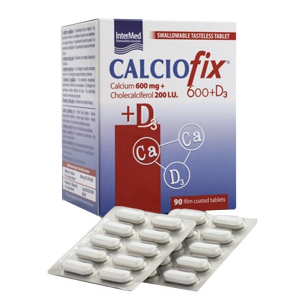 Ασβέστιο Intermed – Calciofix Συμπλήρωμα Διατροφής Ασβεστίου 600mg + D3 2000IU 90 Ταμπλέτες