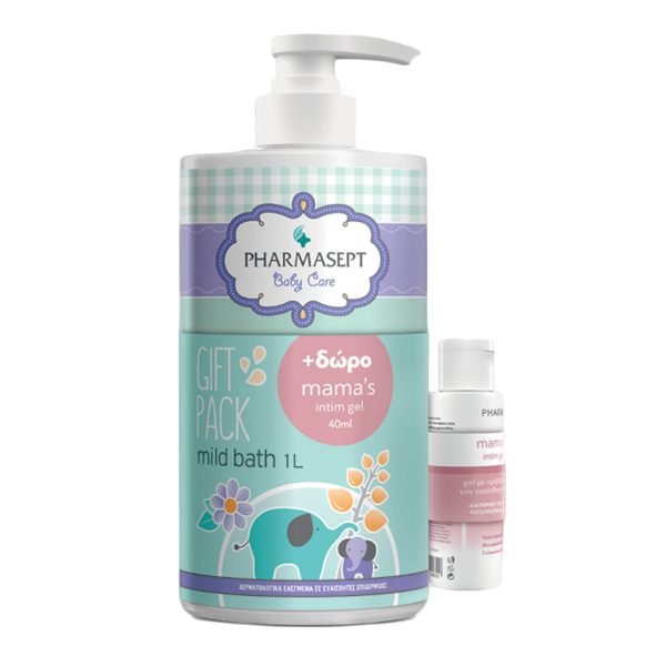 Pharmasept - Promo Baby Mild Bath Απαλό Βρεφικό Αφρόλουτρο για Σώμα & Μαλλιά 1Lt και Δώρο Mama's Intim Τζελ για την Ευαίσθητη Περιοχή 40mL