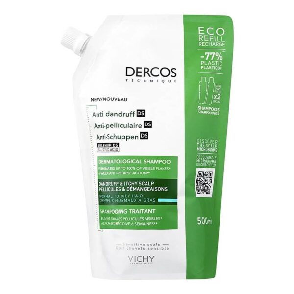 Vichy - Dercos Αντιπιτυριδικό Σαμπουάν για Κανονικά & Λιπαρά Μαλλιά Ανταλλακτικό 500ml