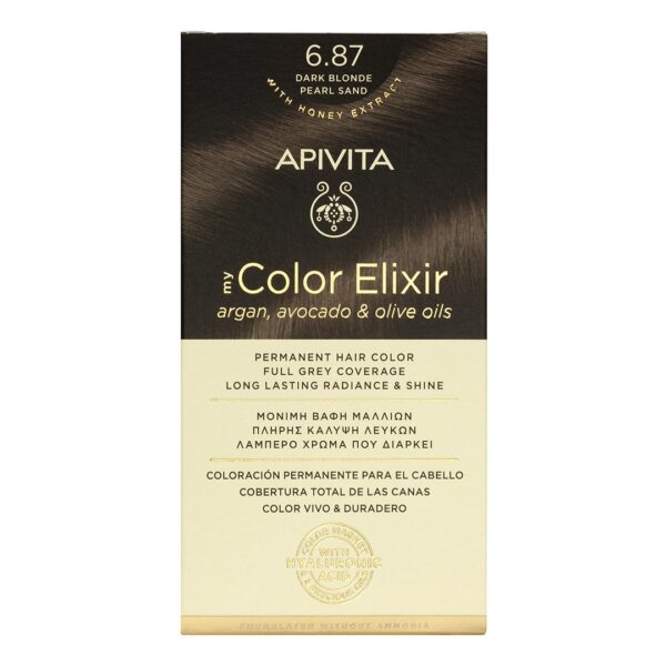 Apivita - My Color Elixir Μόνιμη Βαφή Μαλλιών Νο 6.87 Ξανθό Σκούρο Περλέ Μπεζ