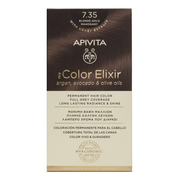Apivita - My Color Elixir Μόνιμη Βαφή Μαλλιών Νο 7.35 Ξανθό Μελί Μαονί