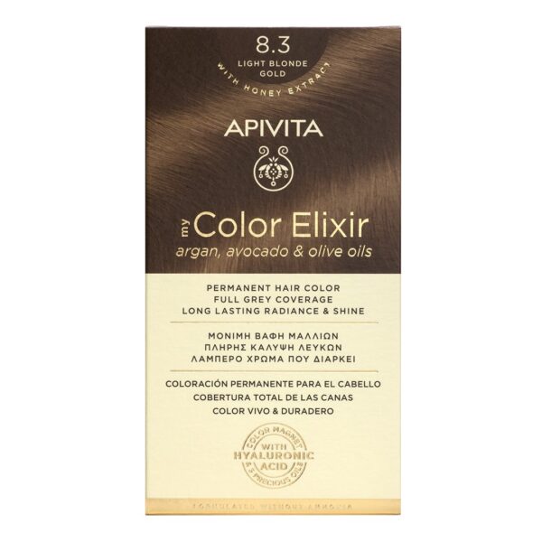 Apivita - My Color Elixir Μόνιμη Βαφή Μαλλιών Νο 8.3 Ξανθό Ανοιχτό Μελί