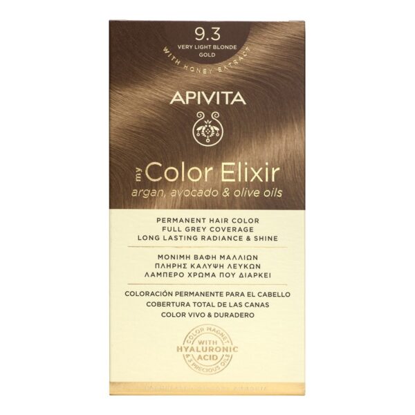 Apivita - My Color Elixir Μόνιμη Βαφή Μαλλιών Νο 9.3 Ξανθό Πολύ Ανοιχτό Μελί