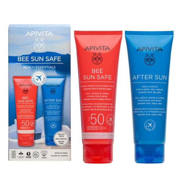 Apivita - Promo Beach Essentials Bee Sun Safe Hydra Fresh Ενυδατικό Αναζωογονητικό Γαλάκτωμα για Πρόσωπο & Σώμα SPF50 100ml & After Sun 100ml