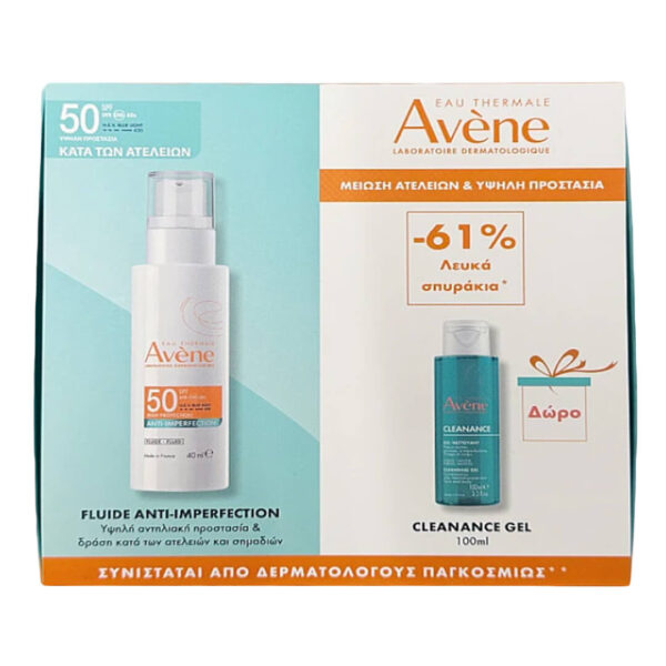 Avene -Promo Anti-Imperfection Expert Αντιηλιακό Προσώπου για Ευαίσθητο Δέρμα SPF50 40ml & Cleanance Gel Καθαριστικό Τζελ Προσώπου 100ml