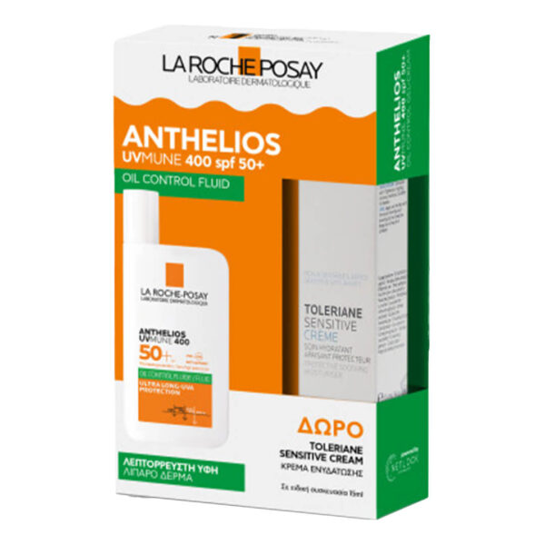 La Roche Posay - Promo Anthelios UVmune 400 SPF50+ Oil Control Fluid Λεπτόρρευστο Αντηλιακό 50ml & Toleriane Ενυδατική Κρέμα 15ml