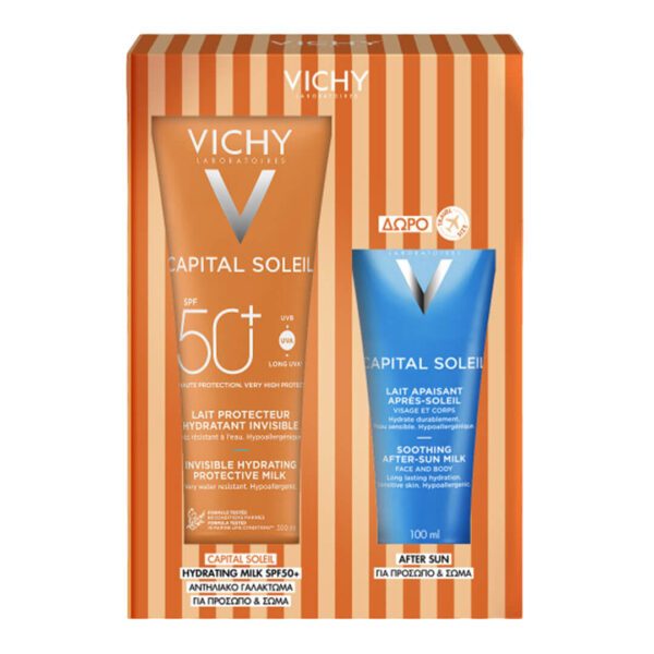 Vichy - Promo Capital Soleil Invisible Hydrating Milk Face & Body Αντιηλιακό Γαλάκτωμα Προσώπου & Σώματος SPF50+ 300ml & Δώρο After Sun Καταπραϋντικό Γαλάκτωμα για Πρόσωπο & Σώμα 100ml