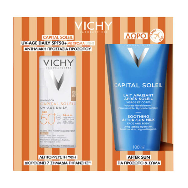 Vichy - Promo Capital Soleil UV-Age Daily SPF 50+ Αντηλιακό Προσώπου με Χρώμα κατά της Φωτογήρανσης 40ml & Δώρο After Sun Καταπραϋντικό Γαλάκτωμα για Πρόσωπο & Σώμα 100ml