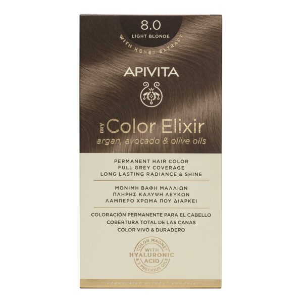 Apivita - My Color Elixir Μόνιμη Βαφή Μαλλιών Νο 8.0 Ξανθό Ανοιχτό