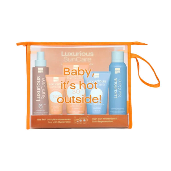 InterMed - Luxurious SunCare Travel Kit με Αντηλιακό Σώματος SPF30 75ml, After Sun Τζελ 75ml, Λάδι Μαυρίσματος SPF6 50ml, Ενυδατικό Mist Προσώπου & Σώματος 50ml, Αντηλιακή Κρέμα Προσώπου SPF50 30ml & Δώρο Νεσεσέρ InterMed - Luxurious SunCare Travel Kit με Αντηλιακό Σώματος SPF30 75ml, After Sun Τζελ 75ml, Λάδι Μαυρίσματος SPF6 50ml, Ενυδατικό Mist Προσώπου & Σώματος 50ml, Αντηλιακή Κρέμα Προσώπου SPF50 30ml & Δώρο Νεσεσέρ