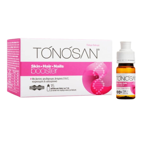 Uni-Pharma - Tonosan Skin-Hair-Nails Booster Συμπλήρωμα Διατροφής Για Την Υγιή Κατάσταση Του Δέρματος Των Μαλλιών & Των Νυχιών 15 φιαλίδια x 7ml Uni-Pharma - Tonosan Skin-Hair-Nails Booster Συμπλήρωμα Διατροφής Για Την Υγιή Κατάσταση Του Δέρματος Των Μαλλιών & Των Νυχιών 15 φιαλίδια x 7ml